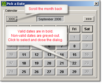 Date Selection Dialog