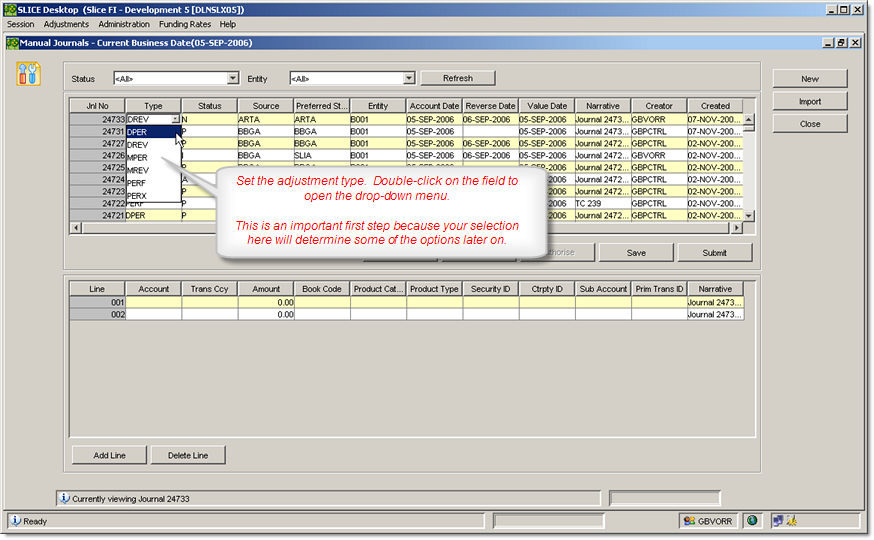 Set the Adjustment Type