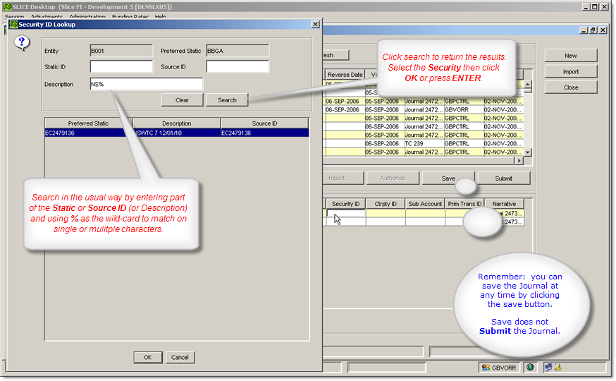 Security ID Lookup Dialog