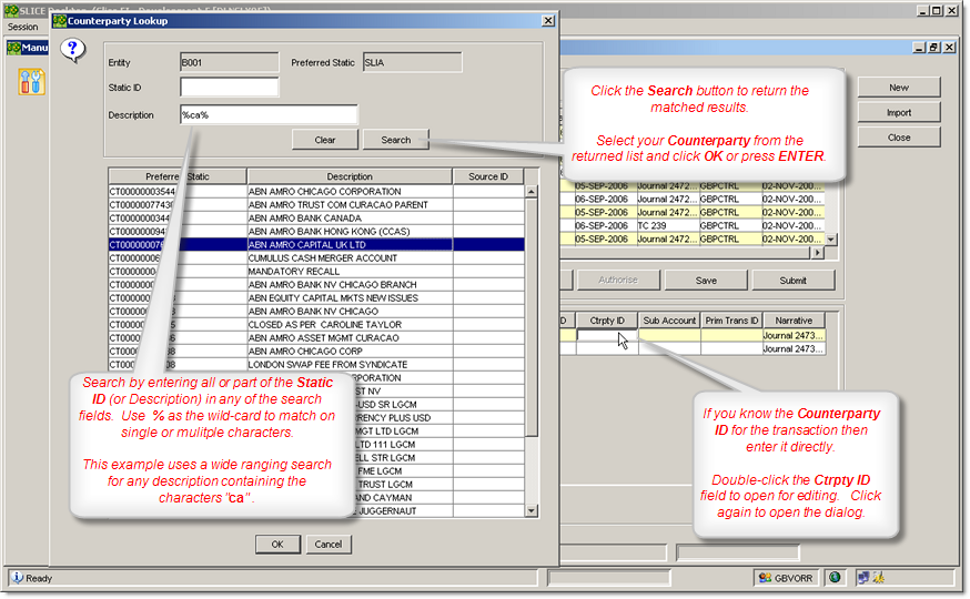 Counterparty Lookup