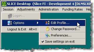 Profile Edit menu